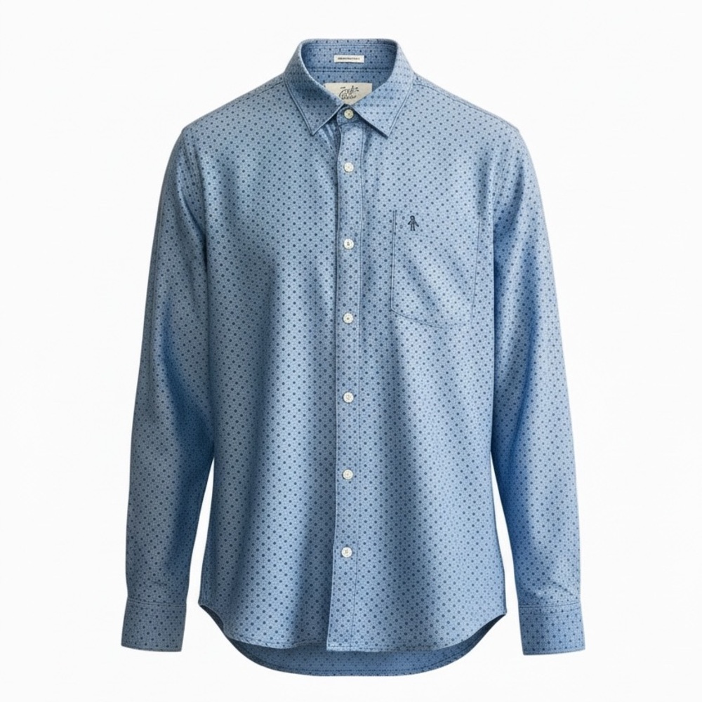 Original Penguin by Munsingwear Gray w/navy Polka Dot Button Down Men’s Shirt M